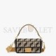 FENDI BAGUETTE - BLACK RAFFIA BACK WITH CROCHETED FF 8BR600AKBYF1HOG (27*15*6cm)