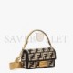 FENDI BAGUETTE - BLACK RAFFIA BACK WITH CROCHETED FF 8BR600AKBYF1HOG (27*15*6cm)