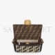 FENDI BAGUETTE - BLACK RAFFIA BACK WITH CROCHETED FF 8BR600AKBYF1HOG (27*15*6cm)