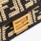 FENDI BAGUETTE - BLACK RAFFIA BACK WITH CROCHETED FF 8BR600AKBYF1HOG (27*15*6cm)