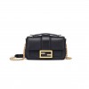 FENDI MINI BAGUETTE CHAIN - BLACK NAPPA LEATHER BAG 8BS045ACNXF15ZW (19*11.5*4cm)