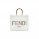 FENDI SUNSHINE MEDIUM - WHITE LEATHER AND ELAPHE SHOPPER 8BH386AHN5F1JU5 (35*31*17cm)