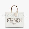 FENDI SUNSHINE MEDIUM - WHITE LEATHER AND ELAPHE SHOPPER 8BH386AHN5F1JU5 (35*31*17cm)