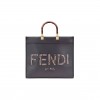 FENDI SUNSHINE MEDIUM - DARK GRAY LEATHER AND ELAPHE SHOPPER 8BH386AHN5F1DMK (35*31*17cm)