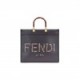 FENDI SUNSHINE MEDIUM - DARK GRAY LEATHER AND ELAPHE SHOPPER 8BH386AHN5F1DMK (35*31*17cm)