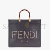 FENDI SUNSHINE MEDIUM - DARK GRAY LEATHER AND ELAPHE SHOPPER 8BH386AHN5F1DMK (35*31*17cm)