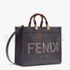 FENDI SUNSHINE MEDIUM - DARK GRAY LEATHER AND ELAPHE SHOPPER 8BH386AHN5F1DMK (35*31*17cm)