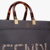 FENDI SUNSHINE MEDIUM - DARK GRAY LEATHER AND ELAPHE SHOPPER 8BH386AHN5F1DMK (35*31*17cm)