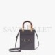 FENDI MINI SUNSHINE SHOPPER - DARK GRAY LEATHER AND ELAPHE MINI-BAG 8BS051AHN5F1DMK (18*13*6.5cm)