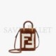 FENDI MINI SUNSHINE SHOPPER - BROWN SHEEPSKIN MINI-BAG WITH INLAY 8BS051AL9YF1HZH (18*13*6.5cm)