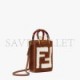 FENDI MINI SUNSHINE SHOPPER - BROWN SHEEPSKIN MINI-BAG WITH INLAY 8BS051AL9YF1HZH (18*13*6.5cm)