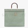 FENDI SUNSHINE LARGE - MINT GREEN FULL GRAIN LEATHER SHOPPER 8BH372ALFYF1HZM (40.5*35*21.5cm)