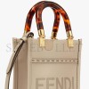 FENDI MINI SUNSHINE SHOPPER - DOVE-GRAY LEATHER MINI-BAG 8BS051ABVLF0E65 (18*13*6.5cm)