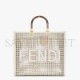 FENDI SUNSHINE MEDIUM - TWO-TONED PERFORATED LEATHER SHOPPER 8BH386AKMPF1I3L (35*31*17cm)