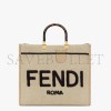 FENDI SUNSHINE MEDIUM - BEIGE AND BLACK STRAW SHOPPER 8BH386AKRPF1CBX (35*31*17cm)