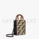 FENDI MINI SUNSHINE SHOPPER - BLACK RAFFIA MINI BAG WITH CROCHETED FF 8BS051AKMSF1E1C (18*13*6.5cm)