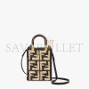 FENDI MINI SUNSHINE SHOPPER - BLACK RAFFIA MINI BAG WITH CROCHETED FF 8BS051AKMSF1E1C (18*13*6.5cm)