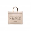 FENDI SUNSHINE MEDIUM - BEIGE LEATHER AND ELAPHE SHOPPER 8BH386AHN5F1IN0 (35*31*17cm)