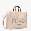 FENDI SUNSHINE MEDIUM - BEIGE LEATHER AND ELAPHE SHOPPER 8BH386AHN5F1IN0 (35*31*17cm)