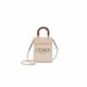 FENDI MINI SUNSHINE SHOPPER - LIGHT GRAY LEATHER AND ELAPHE MINI BAG 8BS051AHN5F1IN0 (18*13*6.5cm)