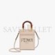 FENDI MINI SUNSHINE SHOPPER - LIGHT GRAY LEATHER AND ELAPHE MINI BAG 8BS051AHN5F1IN0 (18*13*6.5cm)