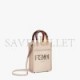 FENDI MINI SUNSHINE SHOPPER - LIGHT GRAY LEATHER AND ELAPHE MINI BAG 8BS051AHN5F1IN0 (18*13*6.5cm)