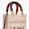 FENDI MINI SUNSHINE SHOPPER - LIGHT GRAY LEATHER AND ELAPHE MINI BAG 8BS051AHN5F1IN0 (18*13*6.5cm)