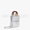 FENDI MINI SUNSHINE SHOPPER - SILVER LAMINATED LEATHER SHOPPER 8BS051AJH7F0RXT (18*13*6.5cm)