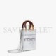 FENDI MINI SUNSHINE SHOPPER - SILVER LAMINATED LEATHER SHOPPER 8BS051AJH7F0RXT (18*13*6.5cm)