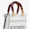 FENDI MINI SUNSHINE SHOPPER - SILVER LAMINATED LEATHER SHOPPER 8BS051AJH7F0RXT (18*13*6.5cm)