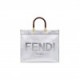 FENDI SUNSHINE MEDIUM - SILVER LAMINATED LEATHER SHOPPER 8BH386AJH7F0RXT (35*31*17cm)