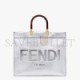 FENDI SUNSHINE MEDIUM - SILVER LAMINATED LEATHER SHOPPER 8BH386AJH7F0RXT (35*31*17cm)