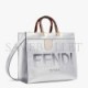 FENDI SUNSHINE MEDIUM - SILVER LAMINATED LEATHER SHOPPER 8BH386AJH7F0RXT (35*31*17cm)