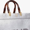 FENDI SUNSHINE MEDIUM - SILVER LAMINATED LEATHER SHOPPER 8BH386AJH7F0RXT (35*31*17cm)