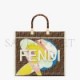 FENDI SUNSHINE MEDIUM - FF GLAZED FABRIC SHOPPER WITH INLAY 8BH386AJHJF1HB5 (35*31*17cm)