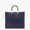 FENDI SUNSHINE MEDIUM - DARK BLUE LEATHER SHOPPER 8BH386ABVLF1998 (35*31*17cm)