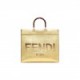 FENDI SUNSHINE MEDIUM - GOLD LAMINATED LEATHER SHOPPER 8BH386AJH7F1GNN (35*31*17cm)