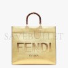 FENDI SUNSHINE MEDIUM - GOLD LAMINATED LEATHER SHOPPER 8BH386AJH7F1GNN (35*31*17cm)