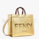 FENDI SUNSHINE MEDIUM - GOLD LAMINATED LEATHER SHOPPER 8BH386AJH7F1GNN (35*31*17cm)