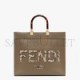 FENDI SUNSHINE MEDIUM - GRAY LEATHER AND ELAPHE SHOPPER 8BH386AHN5F1FEN (35*31*17cm)