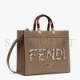 FENDI SUNSHINE MEDIUM - GRAY LEATHER AND ELAPHE SHOPPER 8BH386AHN5F1FEN (35*31*17cm)