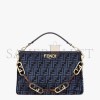 FENDI O’LOCK ZIPPER - DARK BLUE TAPESTRY FABRIC BAG 8BR805ALFVF1IVU (36*23.5*14cm)