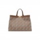 FENDI X-TOTE - BROWN HOUNDSTOOTH WOOL SHOPPER WITH FF EMBROIDERY 8BH374AKRZF1IRG (41*29.5*16cm)