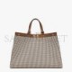 FENDI X-TOTE - BROWN HOUNDSTOOTH WOOL SHOPPER WITH FF EMBROIDERY 8BH374AKRZF1IRG (41*29.5*16cm)