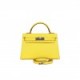 HERMES MINI KELLY SELLIER 20 JAUNE CITRON CHÈVRE PALLADIUM HARDWARE (19.1*11.4*5.6cm)