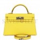 HERMES MINI KELLY SELLIER 20 JAUNE CITRON CHÈVRE PALLADIUM HARDWARE (19.1*11.4*5.6cm)