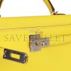 HERMES MINI KELLY SELLIER 20 JAUNE CITRON CHÈVRE PALLADIUM HARDWARE (19.1*11.4*5.6cm)