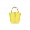 HERMES PICOTIN LOCK 18 MIMOSA MATTE ALLIGATOR AND LIME CLEMENCE TOUCH PALLADIUM HARDWARE (17.8*12.7*19.1cm)