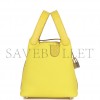 HERMES PICOTIN LOCK 18 MIMOSA MATTE ALLIGATOR AND LIME CLEMENCE TOUCH PALLADIUM HARDWARE (17.8*12.7*19.1cm)