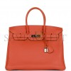 HERMES BIRKIN 35 ORANGE H CLEMENCE PALLADIUM HARDWARE (35cm)